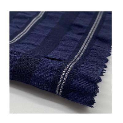 China Breathable Lightweight 90gsm Thread Dyed Stripe Cotton Seersucker Woven Cotton Fabric for sale