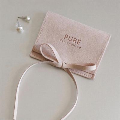 China Luxury Custom Logo Printed Small Envelope Flap Package Pouch Luxury Microfiber Necklace Jewelry Bag for sale