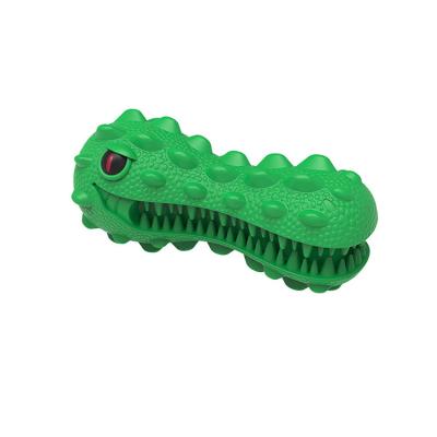 China New Design Sustainable Funny Natural Latex Dinosaur Pet Head Teeth Cleaning Chewing Toys for sale