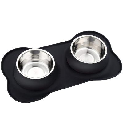 China Sustainable Safety Stainless Steel Automatic Dog Bowl Silicone Pet Slow Food Bowls for sale