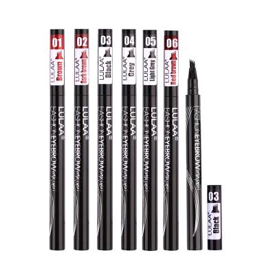 China Wholesale Waterproof Liquid Forehead Pen Eyebrow Pencil Microblading Tattoo 4 Tip Fork 6 Colors for sale