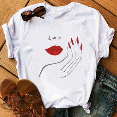 China Damen Vintage Grafik Anti-Wrinkle Oversized Frauen Tee Atmungsaktive Tee Shirts Sommer Tees for sale