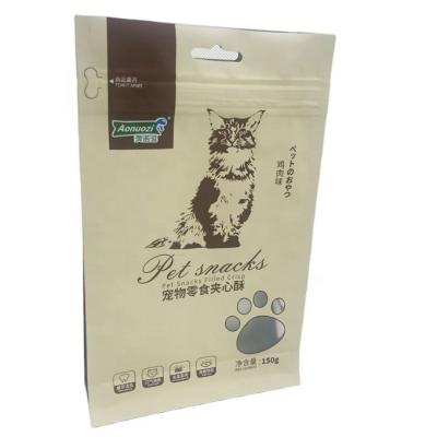 China Recyclable Factory Custom Resealable Dog Treats Ziplock Pet Food Flat Bottom Bag Pet Food Packaging Bag for sale