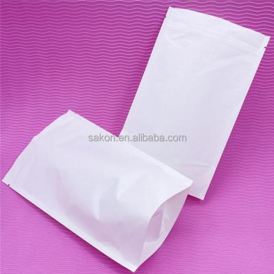 China White Recyclable Pouch Holder Kraft Paper Bag Doy Pack Zipper Packaging Bag For Tea for sale