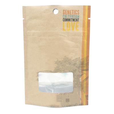 China Recyclable Custom Printed Packaging For Coffee For Tea Doypack Resealable Zipper Stand Up Pouch Brown Kraft Paper Bags With Clear Window for sale