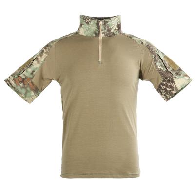 China Camouflage Military Tactical Short Sleeve Shirts Slim Fit Anti-Static Men's Outdoor Army Increasing Shirt for sale