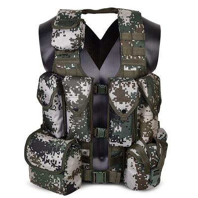 China 11 Piece Suit Polyester Vest Tactical Vest Waistcoat Breathable Woodland Camouflage Set for sale