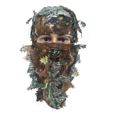 China Breathable Camouflage Mesh Full FaceVeil Hat 3D Headwear Turkey Leafy Camouflage Hunter Hunting Accessories for sale