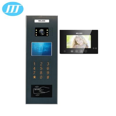 China Calling Cable CAT5 Or 4+2 Wire 7 Inch Video Door Intercom Apartment System With Touch Button for sale