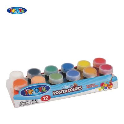 China BRIGHT COLOR 12 COLOR 20ML POSTER PAINT SET IN SHRINK WRAPPING WITH PAPER INSERT for sale