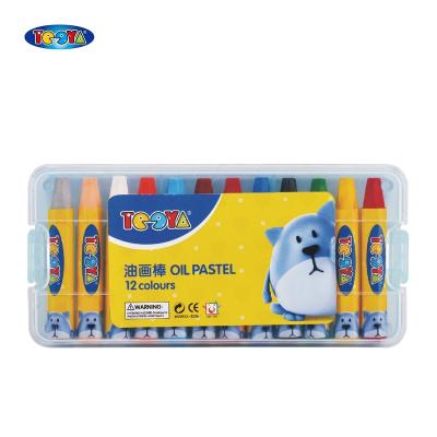 China BRIGHT 12 COLORS COLOR 11X75MM HEXAGONAL OIL PASTEL IN PP BOX for sale