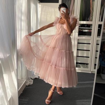 China Breathable Light Pink Short Tiered Gala Dress Sweetheart Ladies Wedding Party Tulle Prom Ball Gown Lace Evening Dresses For Wedding Party for sale