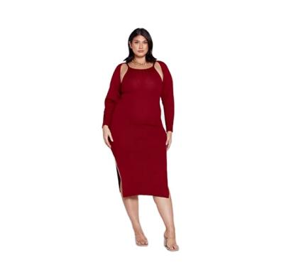 China New Arrival Women's Plus Size Women's Breathable Sweater Dresses Ribbed Knit Bodycon Dress With Shrug for sale