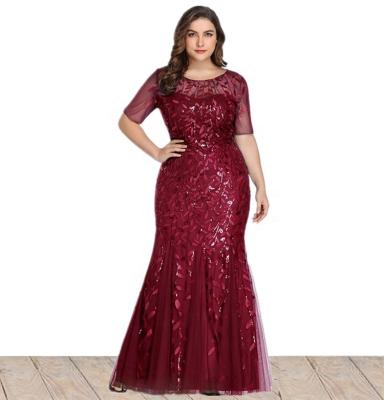 China 2021 High Quality Breathable Plus Size Sequin Mesh Fishtail Slim Banquet Host Sexy Same Dress Dresses For Women for sale