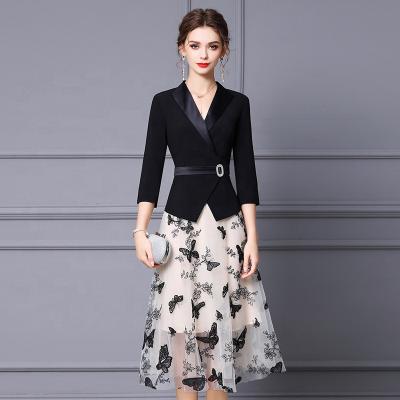 China Anti-Static Suit Dress Ladies High-end Temperament Embroidered Long Thin Net Gauze Skirt for sale