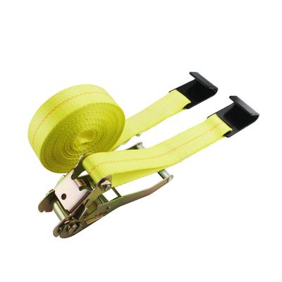 China Polyester 50mm Flat Tie Down Ratchet Strap Heavy Duty 3333lbs 2 Inch Flat Hook Ratchet Straps For Truck for sale