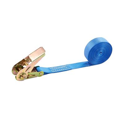 China Retractable Polyester Ratchet Tie Down 25mmx5m Blue No Hook 1inch Ratchet Straps for sale