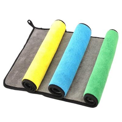 China Pineapple lattice double-sided coral fleece towel velor compound car wash, strong water absorption and thickening non-shedding microfiber car wiper for sale