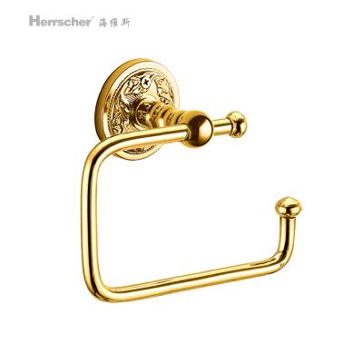 China The modern bathroom accessories cover device design light gold finish style multi-layer electroplating simple toilet paper holder for sale