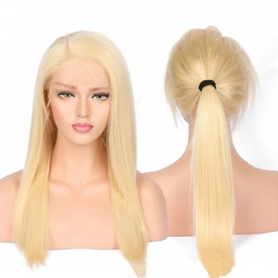 China 613 Color 360 Long Wig Soft Thick Straight Virgin Hair Unprocessed Brazilian Hair Barely Shedding Popular Blonde Straight Wholesale Lace Wig for sale