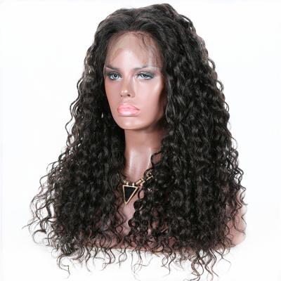 China High Quality Barely Shedding Soft Thick Water Wave Wig Natural Black Hair 360 Lace Wigs Factory Price for sale