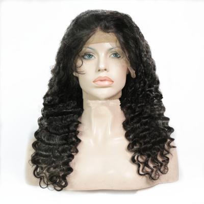 China High Quality 360 Barely Shedding Soft Smooth Thick Lace Up Wig 12-22 Inch Deep Wave Wigs 100% Virgin Hair Unprocessed for sale