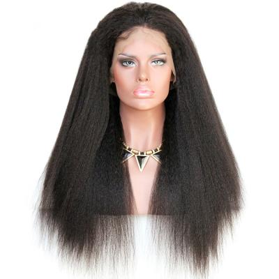 China Hot Sale Barely Shedding Thick Soft Straight 360 Kinky Straight Lace Wigs High Quality Brazilian Remy Human Hair For Women for sale