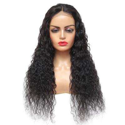 China Wholesale 4x4 Lace Frontal Water Wave Closure Good Quality Soft Thick Straight Remy Brazilian Human Hair Barely Shedding Wig for sale