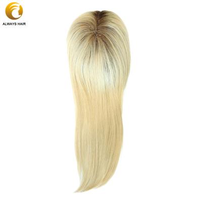 China Free Style Fashion Long Blonde Dark Roots Human Hair Wigs for Women for sale