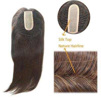 China Free Style Fishnet with Silk Top Part Women Hair Pieces Toupee Blond Chinese Cuticle Remy Human Hair for sale