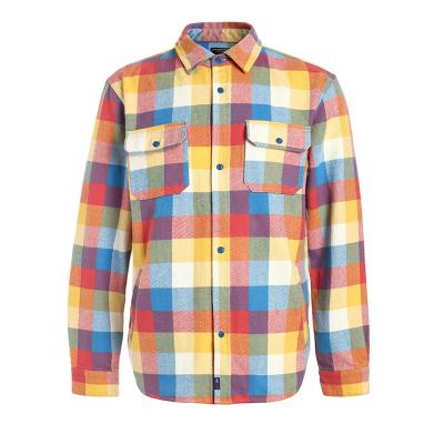 China Wholesale Custom Aplet Anti-pilling Fleece Lined Long Sleeve Flannel Plaid Shirt Men for sale