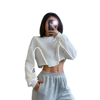 China Wholesale Custom Anti-wrinkle Women Long Sleeve Crop Top Hoodies for sale