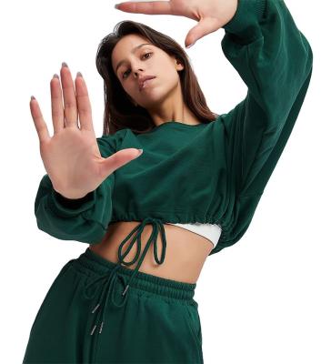 China Custom Cropped Anti-wrinkle Sweatpants And Hoodies Set Woman for sale