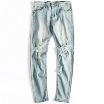 China Breathable Custom Ripped Wholesale Distressed And Vintage Slim Track Mens Broken Jeans for sale