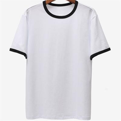 China Wholesale Premium Anti-Shrink Blank Oversized Round Neck Shorts Sleeve Plain White Men's Cotton Custom Printing T-shirt T-shirt For Man for sale