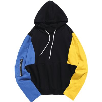 China Anti Shrink Mens Custom Color Blocking Hoodies Contrast Color Zipper Fleece Hoodies for sale