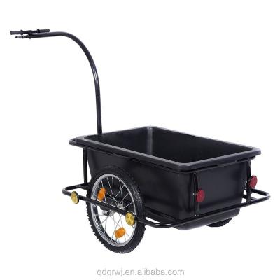 China Plastic Flat Earth 90L Flatbed Bike Bicycle Cargo Trailer With Pneumatic Wheel for sale