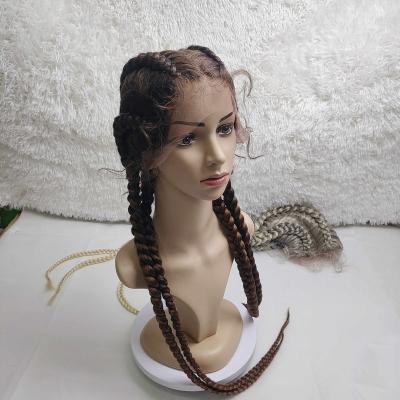 China Synthetic Wigs Four Braids Wigs Wholesale Price Lace Braided Wig With Baby Braid Wig Hair 32 Inch Synthetic Wigs for sale