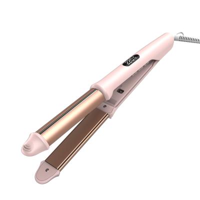 China Lena High Quality 410F OUI Professional Ionic Hairdressing Pink Ceramic Curl Flat Iron With LCD Display for sale