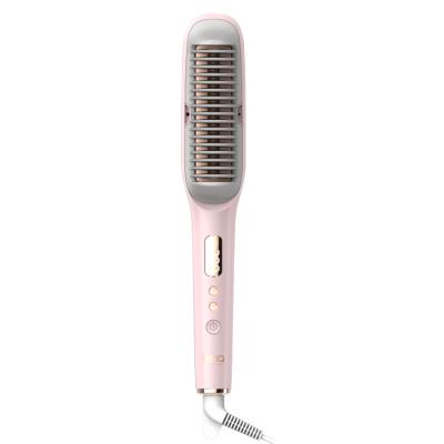 China MCH Lena Compact LCD Display Ionic Fast Heating Hair Straightener Sweep Electric Hair Brush For Household for sale