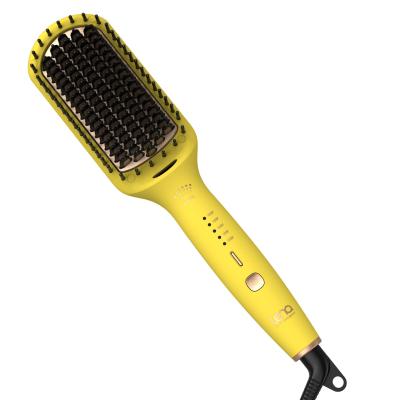 China YES Lena Custom Anti-Scald Ionic Straightening Brush Ceramic Professional Hot Comb Electric Hair Straightener Comb for sale