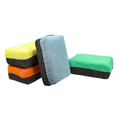 China TIGER Double Color Car Waxing Sponge Foam Applicator AUTO Pad Waxing With Towel For Polish for sale