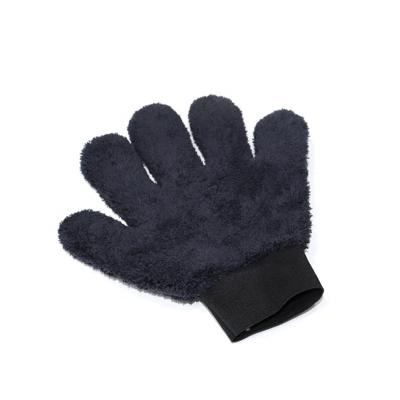 China Thick Black Double Side Velvet Car Wash Mitt Microfiber Coral Gloves For Auto Care for sale