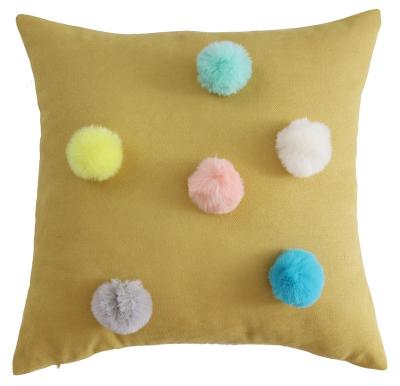 China Anti-Decubitus Pillow Cover With Pom Balls Macrame Button Ball Autumn Home Decor Decorative Pillow Cover for sale