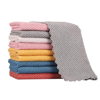 China Bulk Order Viable Kitchen Stain Cleaning Towels Thickened Pearl Microfiber Absorbent Quick Dry Towels for sale