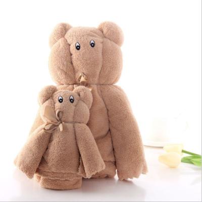 China Child safe cute cartoon bear shaped towel set forJuego household coral velvet bath towel toallas for sale