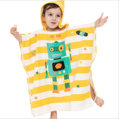 China Bulk order children's safe bath towel cape cartoon printing hoodie can use bathrobe custom children's bath towel cape for sale