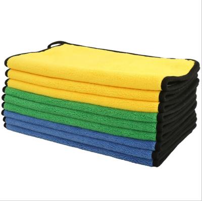 China Viable Car Wash Towel Bulk Order Coral Velvet Car Towel Thickened Water Absorption LOGO Two Color Towel for sale