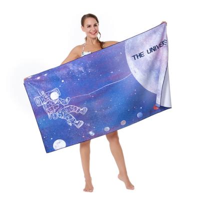 China Double-sided printing pattern velor bath towel quick-drying viable custom made soft beach towel for sale