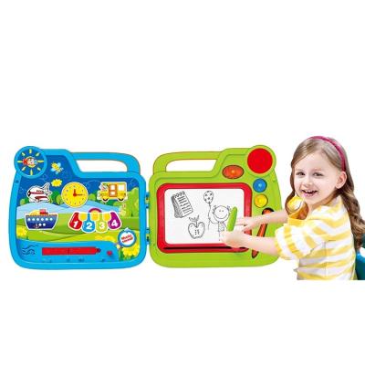 China 2022 Environmental Materials New Listing Suitcase 2 In 1 Electric Toys Children Doodle Board Drawing With Music Sound for sale